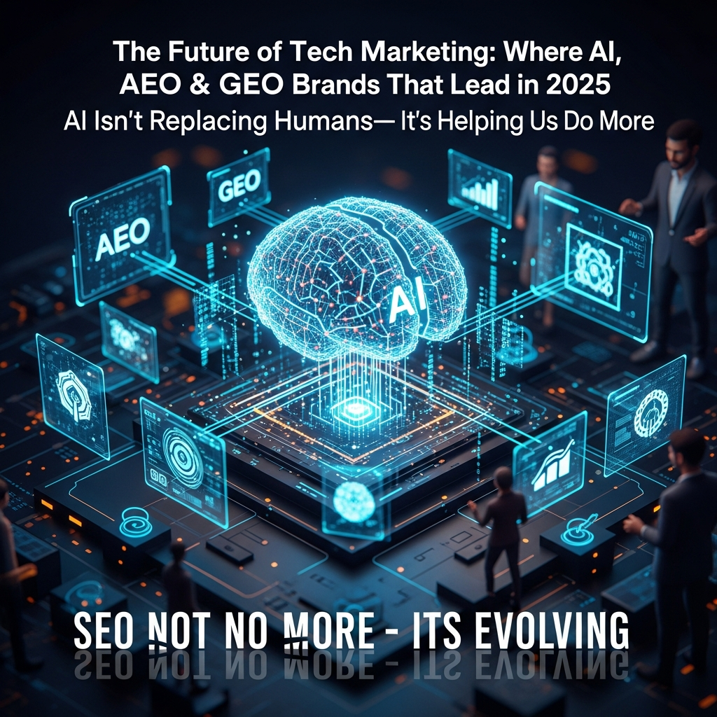 The Future of Tech Marketing: Where AI, AEO & GEO Shape Brands That Lead in 2025 The Future of Tech Marketing: Where AI, AEO & GEO Shape Brands